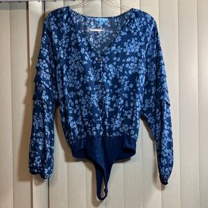 Draper James Blue Floral Bodysuit